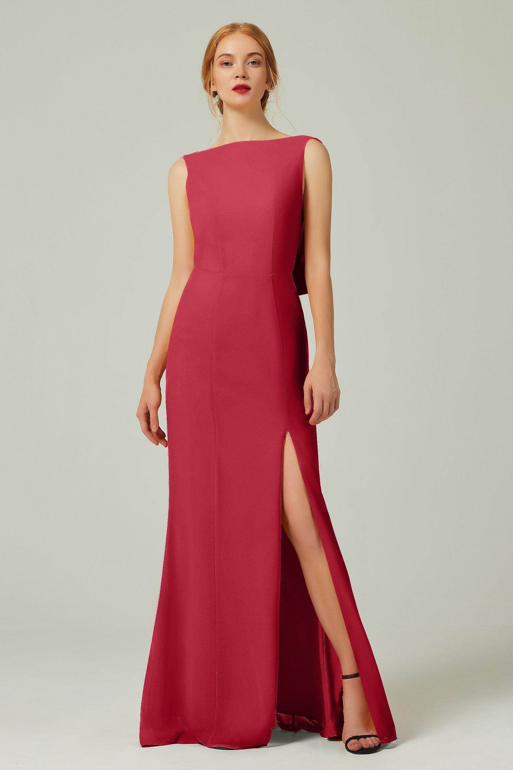 Sheath-Column Sweep-Brush Chiffon Bridesmaid Dress Formal Dresses CB0310PS - COCOMELODY